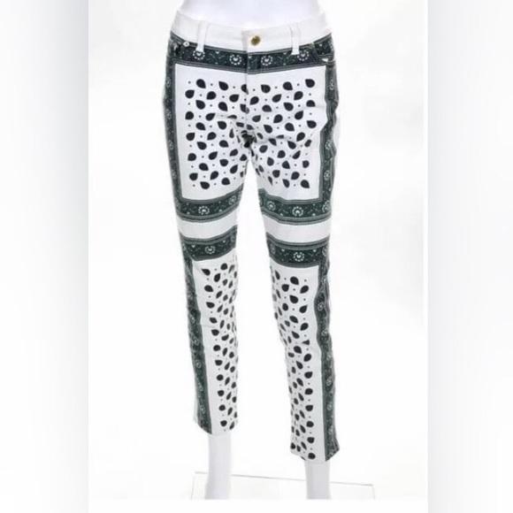 MICHAEL KORS Ankle Jeans W/ Green & Purple Paisley - Picture 7 of 8